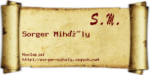 Sorger Mihály névjegykártya