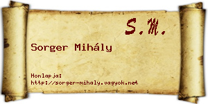 Sorger Mihály névjegykártya